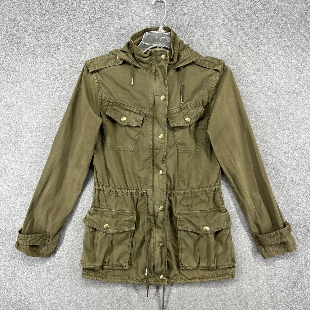 Talula Field Jacket Womens XXS Olive Green Military Utility Hooded Cargo Coat